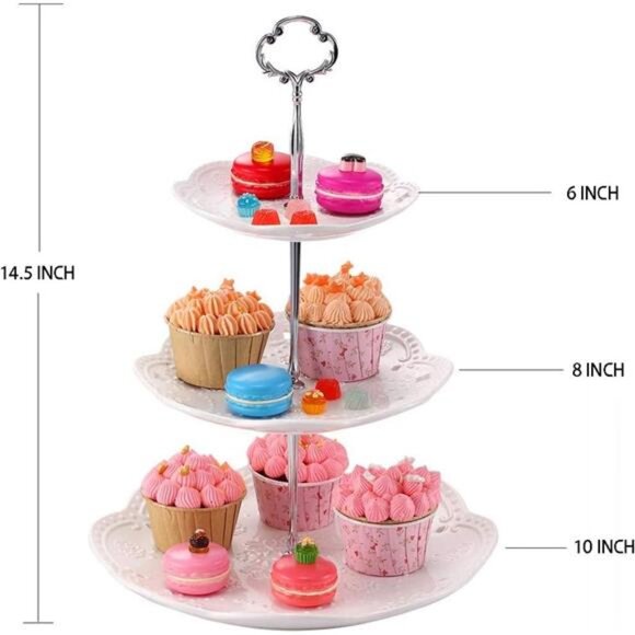 3 Tier Cupcake Stand Porcelain Dessert Cake Stand Wedding Tea Party Birthday - Picture 3 of 7